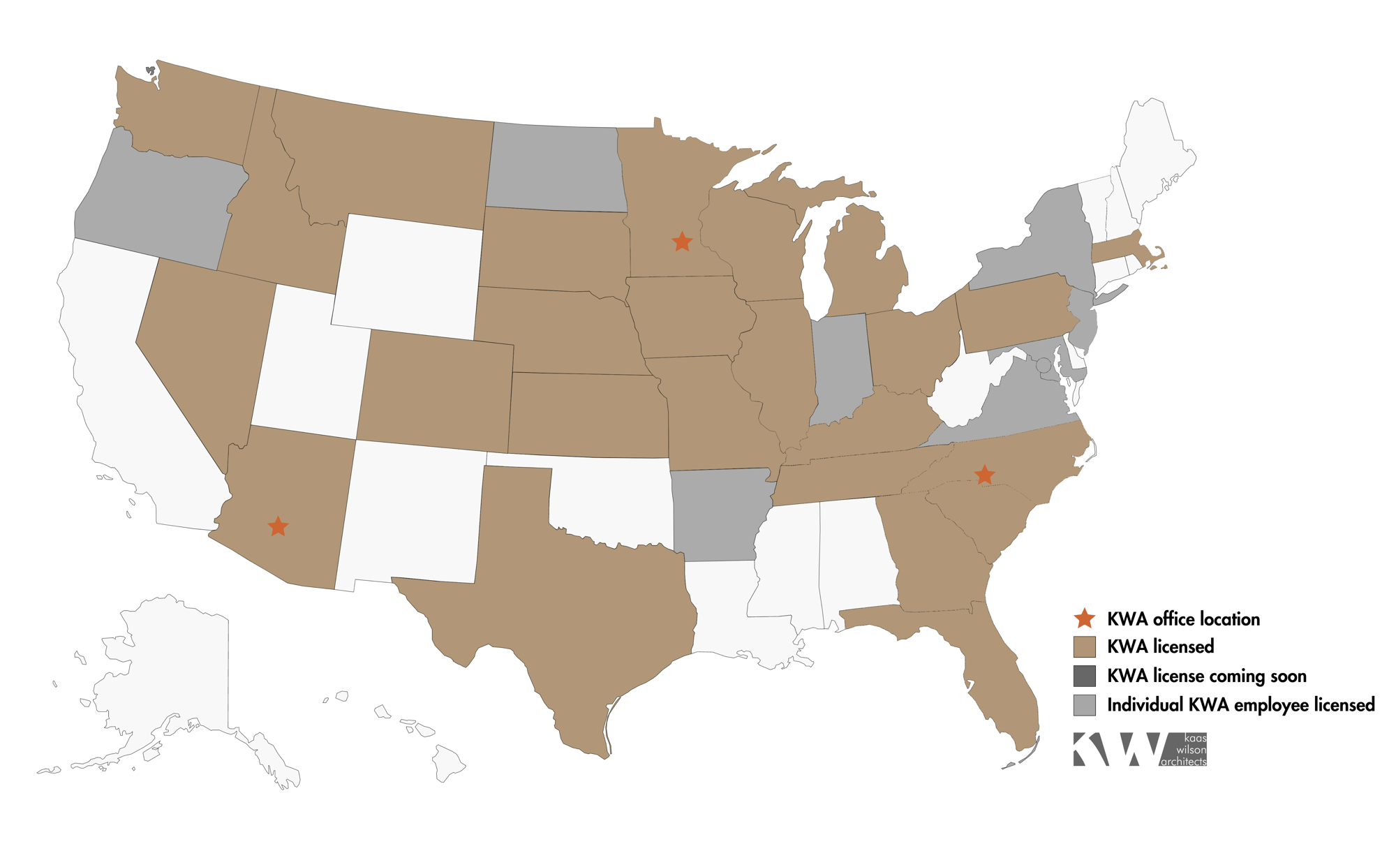 KWA Licensure Map with Offices - 8.17.23